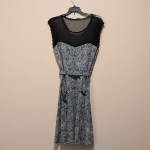 Womens Size 1X Effie's Heart Black and Blue Midi Jackie Dress